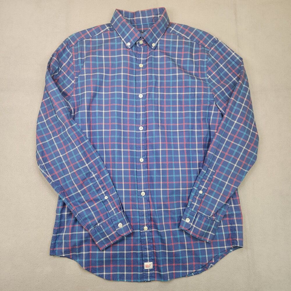 Vineyard Vines Classic Fit Murray Shirt Men M Blue Plaid Long Sleeve Button Down